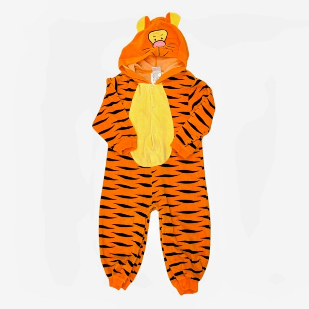 Disney Store Tigger Halloween Costume Hooded One Piece 18-24M Snap Sleepwear